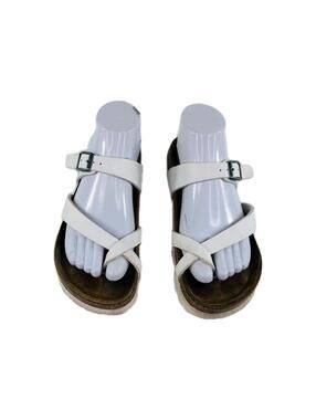 Birkenstock Betula Mayari Soft Footbed Sandals US 7 White Leather Toe Loop Shoes